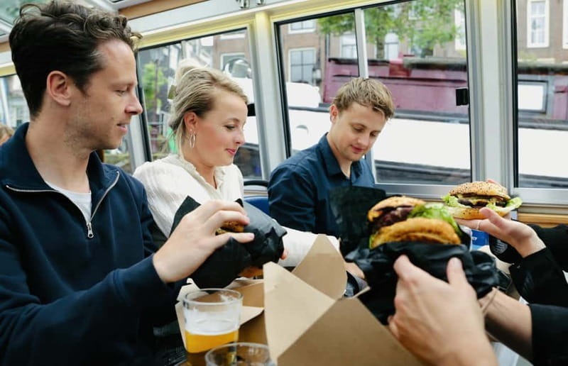 Amsterdam canal cruise with culinary burger or cheese & wine - Magere Brug and the museum district