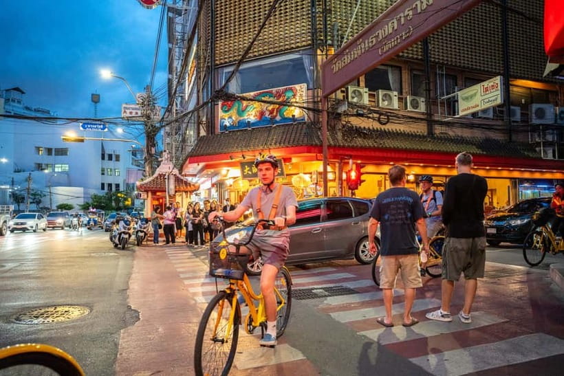 Bangkok by Night Cycling Tour with Street-food Meal - Starting at River City and getting on the bike