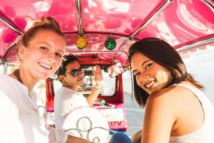 Bangkok Electric Tuk Tuk: Street Food & Markets - A drink with a Grand Palace view