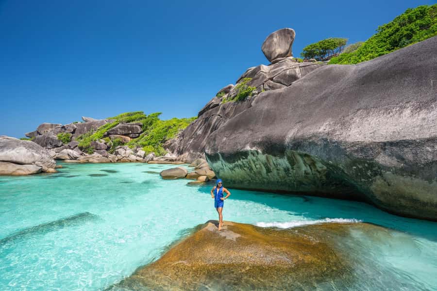 From Ao Nang: Similan Islands Boat Trip with Transfer & Food - Arriving by boat at Miang Island