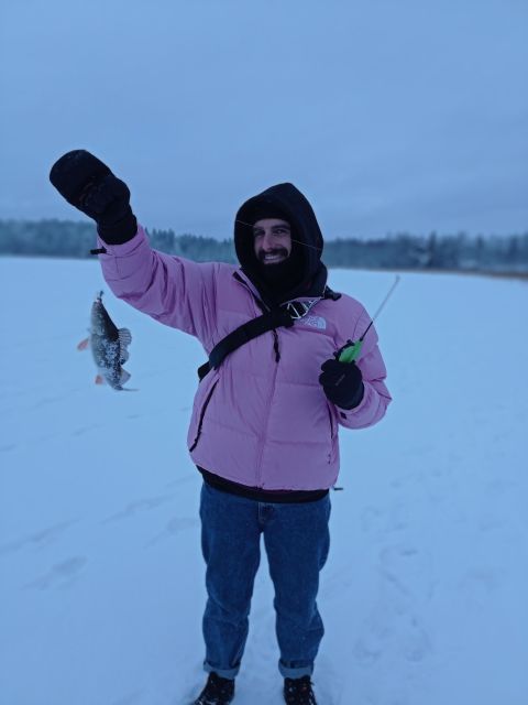 From Helsinki: Bodom Lake Ice Fishing with Food & Drinks - Walking out onto Bodom Lake