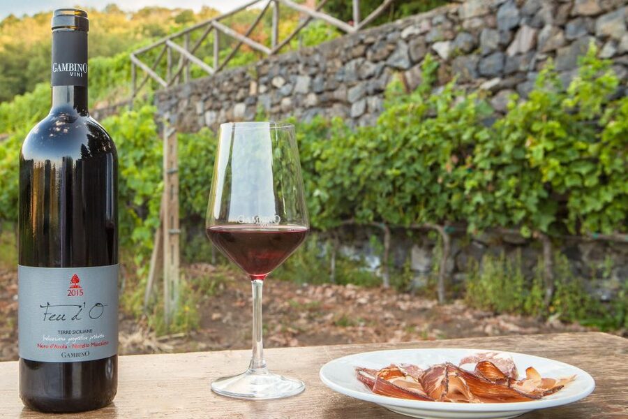 From Taormina: Private 3 Etna Wineries with Food & Wine - The first winery: small-scale wine with bruschetta
