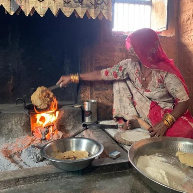 Jodhpur: Desert Camel and Jeep Safari with Traditional Food - Eating Marwari food beside the desert