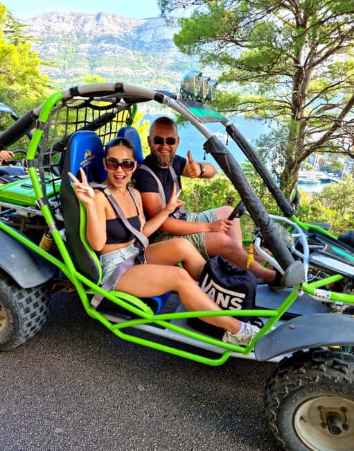 Korcula: Buggy Safari with Local Food and Wine Tasting - Getting comfortable in the two-person buggies