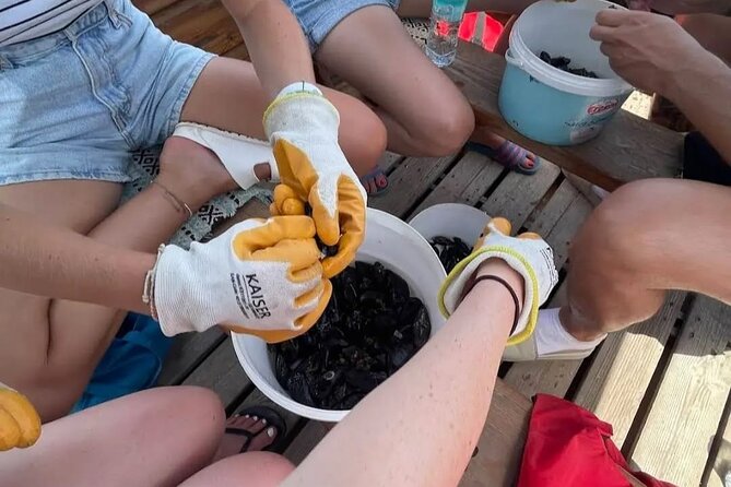 Ksamil: Mussel Sailing Tour with Food and Drink in Albania - Preparing two kinds of mussel dishes
