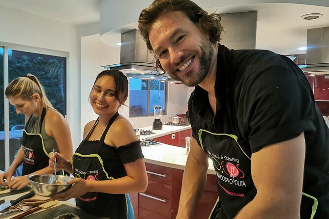 Mexican Cooking Class 1 or 3 Courses Tequila and Mezcal Tasting - Sitting down to eat what you made